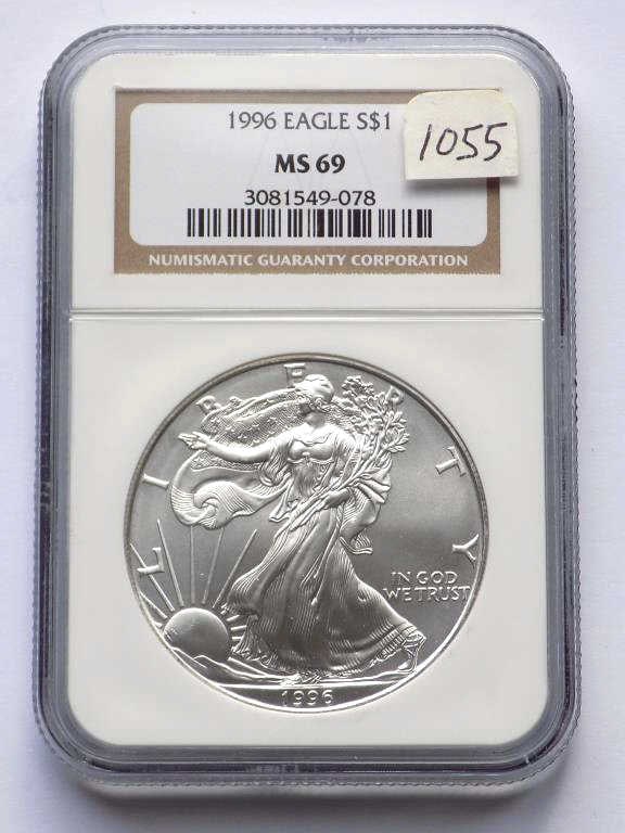 US MINT 1996 SILVER EAGLE DOLLAR NGC MS 69 (1 of 3)