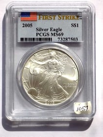 US MINT 2005 FIRST STRIKE SILVER EAGLE PCGS MS 69