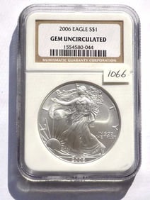 US MINT 2006 SILVER EAGLE NGC GEM UNCIRCULATED