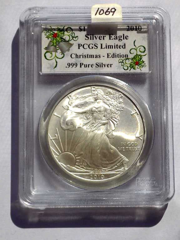 US MINT 2010 SILVER EAGLE PCGS LTD CHRISTMAS ED (1 of 4)