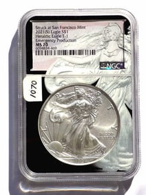 US MINT 2021 S HERALDIC SILVER EAGLE T 1 NGC MS 70
