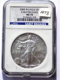 US MINT 2008 W EARLY RELEASE SILVER EAGLE NGC MS70