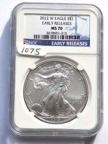 US MINT 2012 W EARLY RELEASE SILVER EAGLE NGC MS70