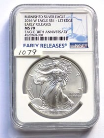 US MINT 2016 W BURNISHED SILVER EAGLE LET NGC MS70