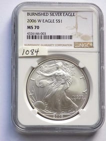 US MINT 2006 W BURNISHED SILVER EAGLE NGC MS 70