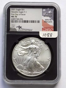 US MINT 2021 HERALDIC EAGLE T1 1ST ISSUE NGC MS 70