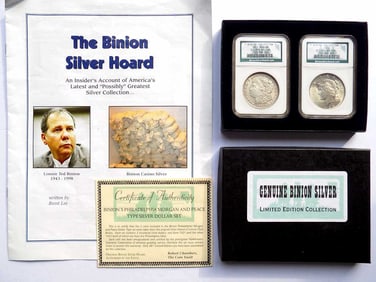 US MINT BINION SILVER MORGAN & PEACE DOLLAR SET