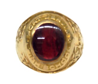 PORT JERVIS HIGH SCHOOL 10K GOLD RUBY CLASS RING