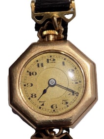 VICTORIAN 14K GOLD OCTAGONAL PENDANT WRISTWATCH