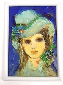 MARQUEZ - MIDCENTURY FLOWER GIRL PAINTING