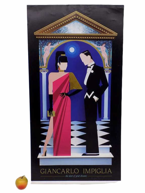 GIANCARLO IMPIGLIA - DOOR OF YOUR DREAMS POSTER: Giancarlo Impiglia - American New York b1940 - Modern Art Poster Of His Work "The Door of Your Dreams". Depicting a Sophisticated Couple In Glamourous Attire. Printed By Bruce McGaw Graphics. 20" x 37