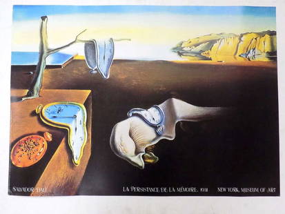 DALI - LA PERSISTANCE DE LA MEMOIRE MUSEUM POSTER: Salvadore Dali - Spanish 1904-1989 - La Persistance De La Memoire New York Museum of Art Poster Depicting The Classic Done in 1931. 24" x 34". Arti Grafiche Ricordi Printing Italy.