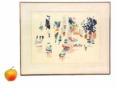 MIDCENTURY ABSTRACT LITHOGRAPH ILLEGIBLY SIGNED