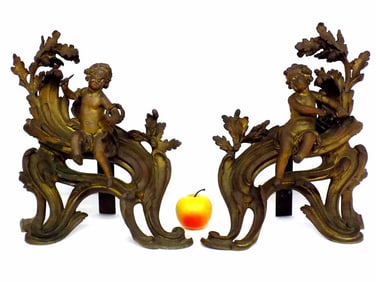 19TH CENTURY FRENCH BRONZE PUTTI CHENETS