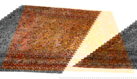EXQUISITE KIRMAN ROOM SIZE RUG 6'4 X 9'2: Exquistie Semi Antique Kirman Room Size Rug. Tight Hand Tied Knots with Thick Pile. Tribal and Floral Rosette Designs. 6 Feet 4 Inches x Nine Feet Two Inches. Excellent overall condition, small discol