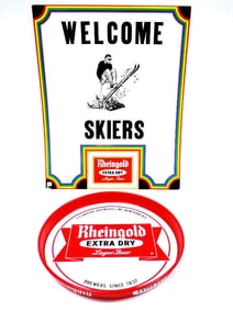 RHEINGOLD BEER ADVERTISING TRAY & SKY LODGE AD