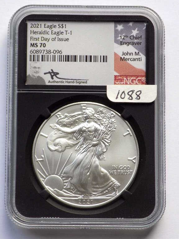 US MINT 2021 HERALDIC EAGLE T1 1ST ISSUE NGC MS 70 (1 of 3)