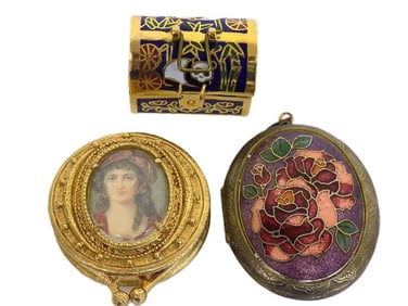 VINTAGE LADIES NECESSAIRES LOT LOCKET BOXES