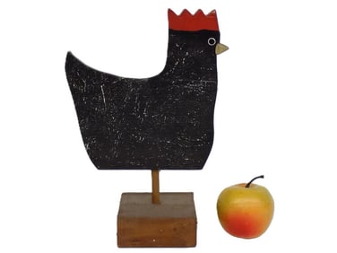 VINTAGE FOLK ART ROOSTER WOOD CARVING