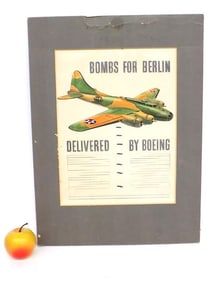 WORLD WAR II BOEING WAR PLANE BOMBS WATERCOLOR