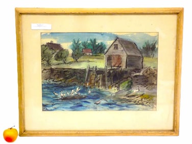 ISAAC MUSE - COUNTRY LAKE WATERCOLOR
