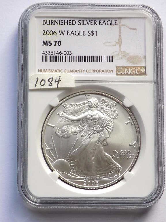 US MINT 2006 W BURNISHED SILVER EAGLE NGC MS 70 (1 of 3)