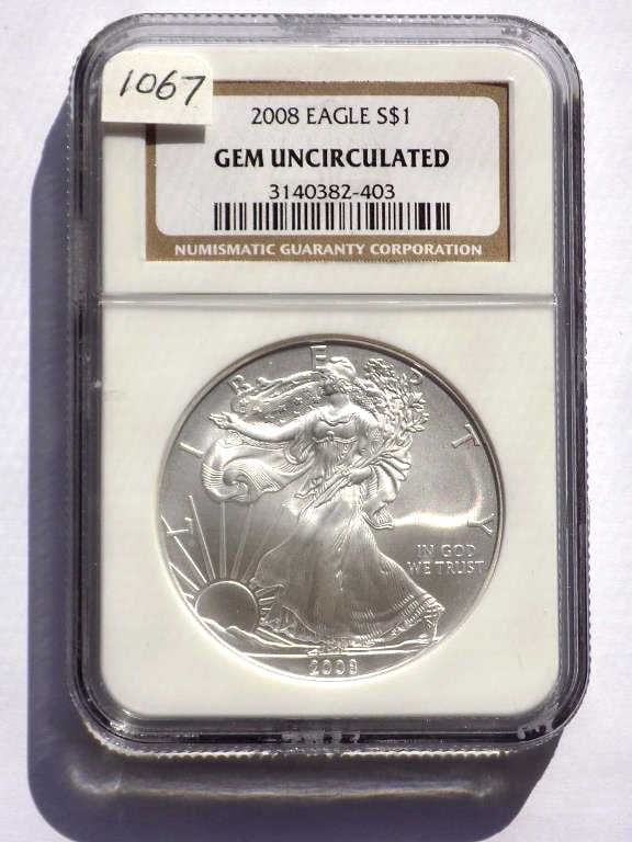 US MINT 2008 SILVER EAGLE NGC GEM UNCIRCULATED (1 of 4)