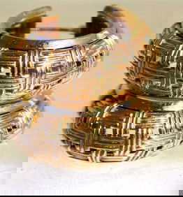 14K YELLOW GOLD WOVEN HOOP EARRINGS