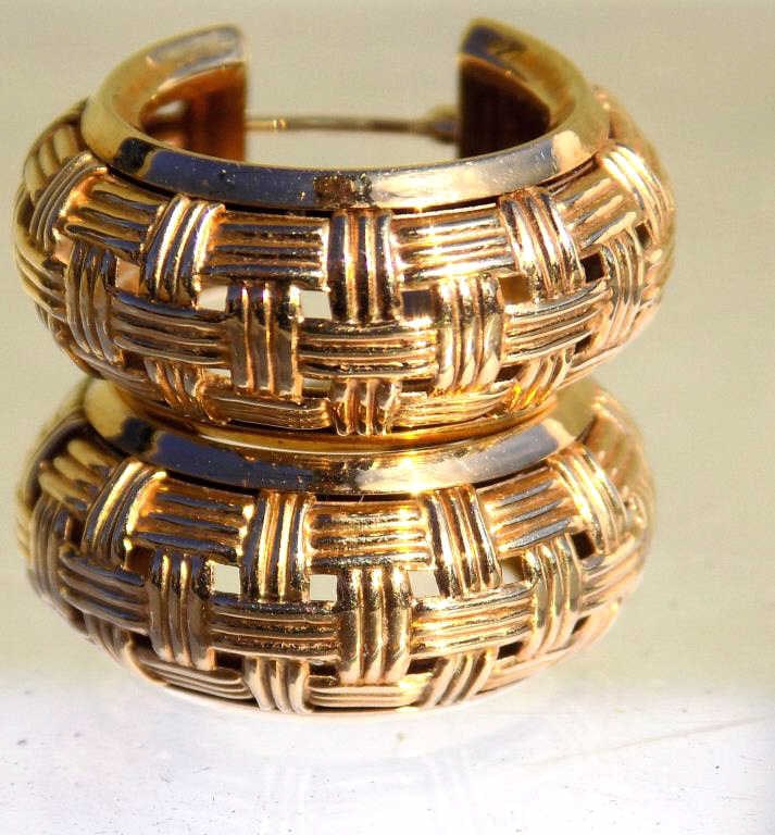 14K YELLOW GOLD WOVEN HOOP EARRINGS (1 of 2)