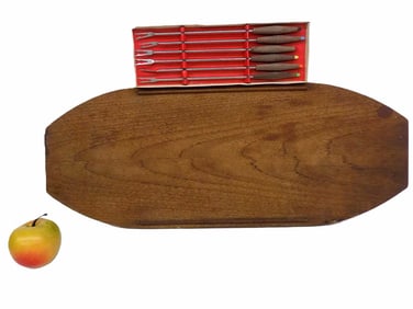 MIDCENTURY MODERN DANISH TEAK TRAY & FONDUE FORKS