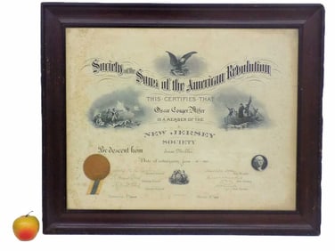 SONS OF THE AMERICAN REVOLUTION CERTIFICATE