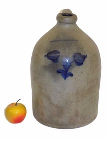 FURMAN PEOK SLIP NY BLUE SLIP TULIPS STONEWARE JUG
