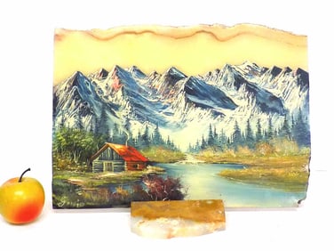 GENIO - MOUNTAIN CABIN LANDSCAPE PAINTING ONYX