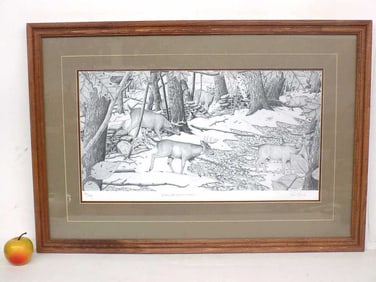 JACK MESICK - TAIL OF 2 SUITORS DEER PRINT SIGNED