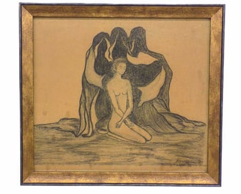 ALFREDO ZALCE - EXPRESSIONIST NUDE DRAWING