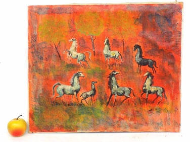 GOMEZ - WILD HORSES MIDCENTURY PAINTING