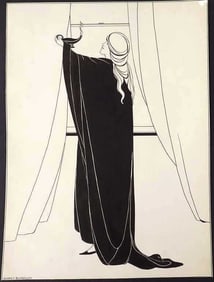 AUBREY BEARDSLEY - LADY PEN AND INK ON PAPER