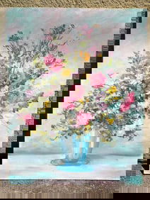 CLARENCE DREISBACH - FLOWERS STILL LIFE PAINTING