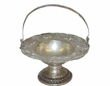 ANTIQUE JUNGLE ANIMALS STERLING SILVER BASKET