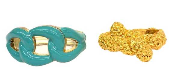 MIDCENTURY MODERN CUFF BRACELETS W/ TRIFARI