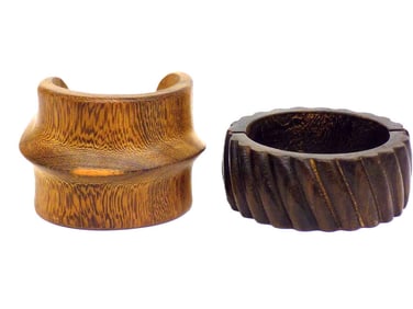 MIDCENTURY MODERN TEAK WOOD CUFF BRACELETS