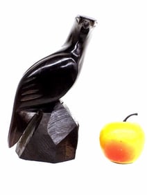 MIDCENTURY MODERN IRON WOOD FALCON SCULPTURE
