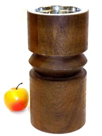 MIDCENTURY MODERN TEAK & CHROME STAND ASH TRAY