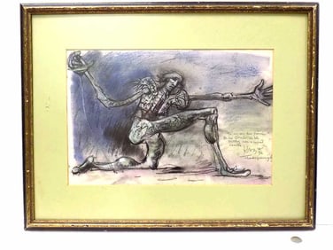 NATHANIEL KAZ - MATADOR PASTEL & CRAYON DRAWING