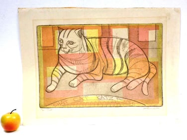 IRVING AMEN - CAT SIGNED NUMBERED ETCHING