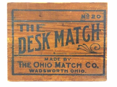 1800'S THE DESK MATCH WOODEN ADVERTISING SIGN