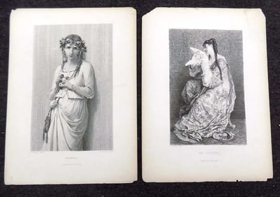 1800'S VICTORIAN LADY ENGRAVINGS BERTRAND BOURLARD