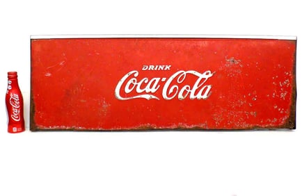 1950'S COCA COLA EMBOSSED STEEL SIGN
