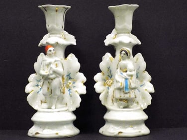 19TH CENTURY OLD PARIS FIGURAL CANDLESTICKS