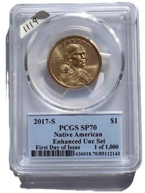2017 S NATIVE AMERICAN SACAGAWEA PCGS SP70 EN UNC